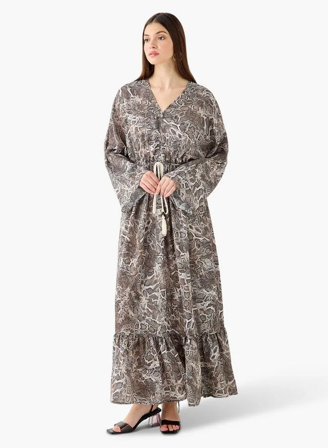 سبلاش فيڤ Printed Maxi Kaftan Dress with Front Tie-Up